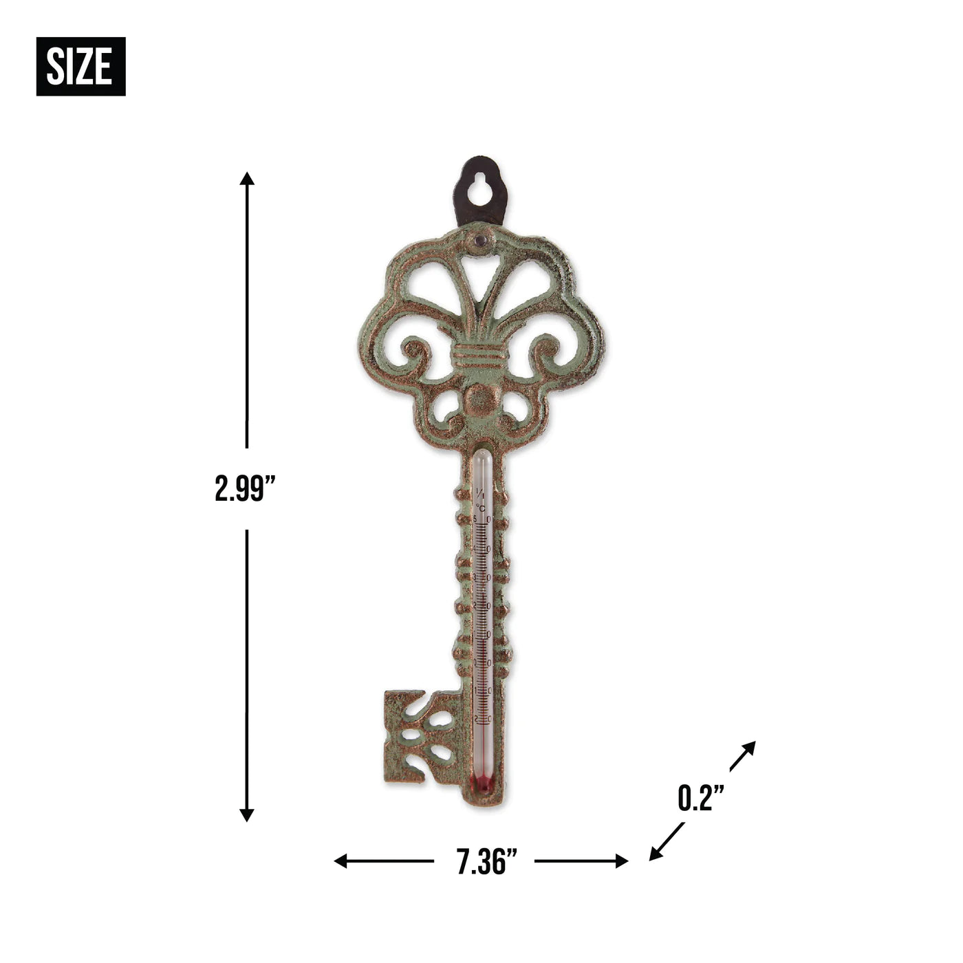 Antique Key Cast Iron Wall Thermometer