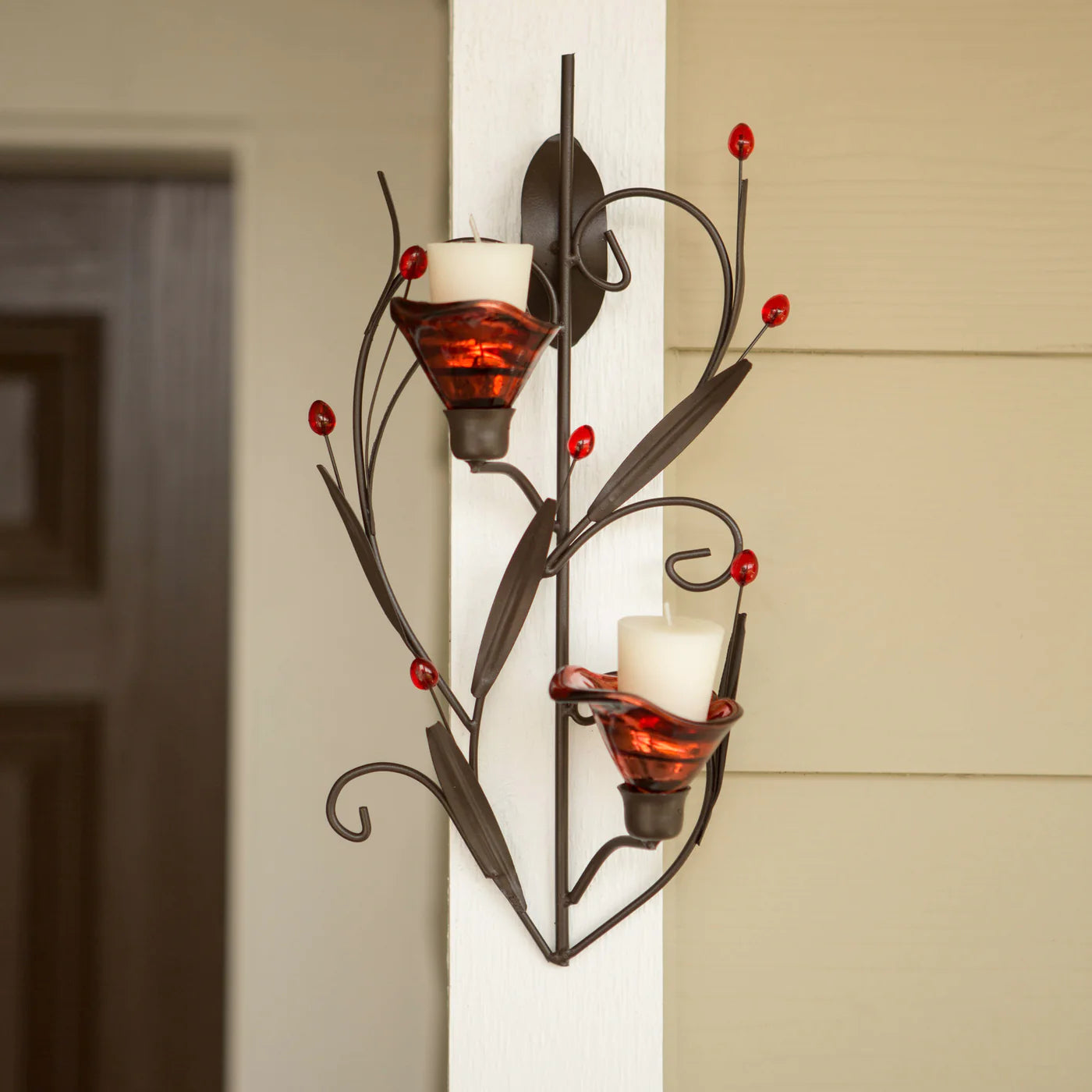 Ruby Blossom Tealight Candle Sconce
