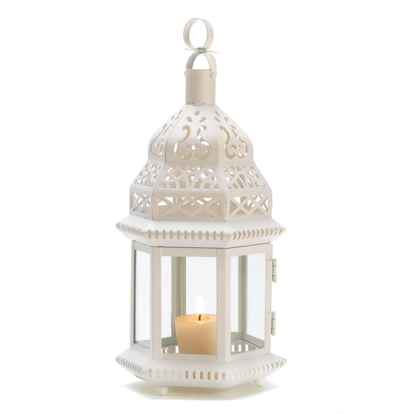 White Moroccan Style Candle Lantern