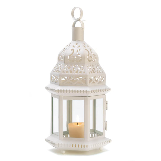 White Moroccan Style Candle Lantern