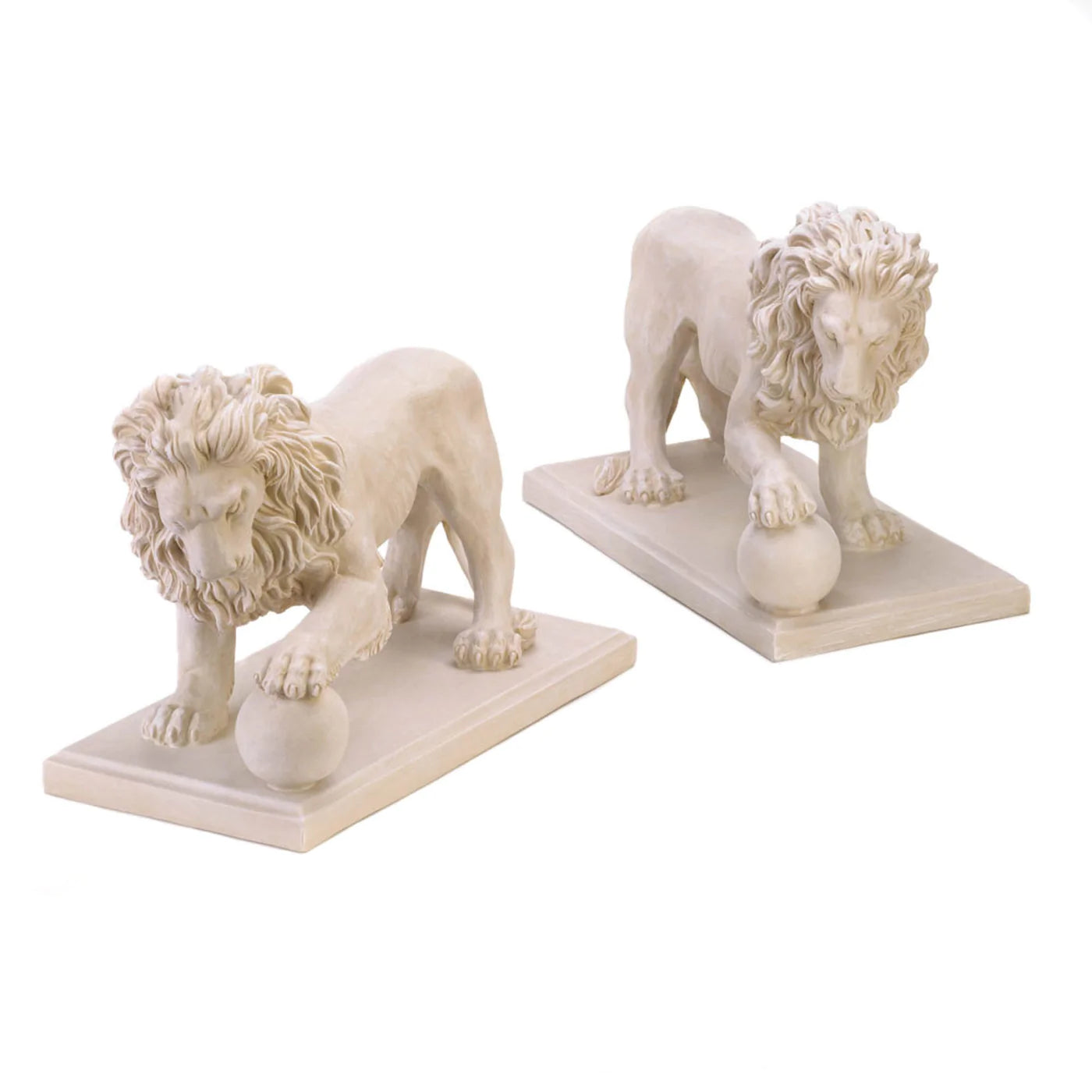 Regal Lion Statue Duo