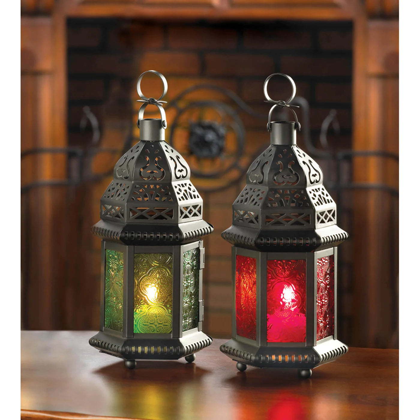 Green Glass Moroccan Candle Lantern