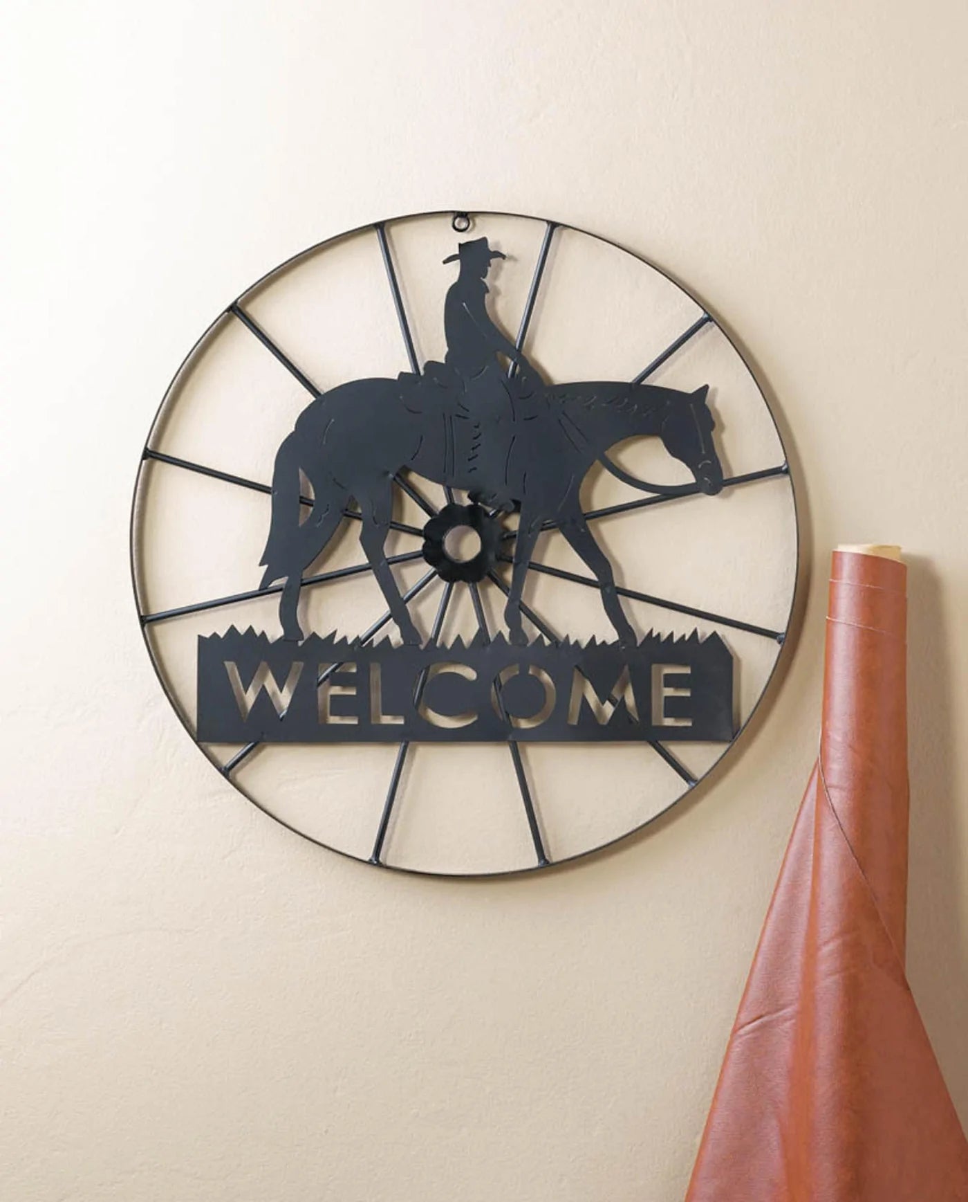 Cowboy Welcome Wheel Sign