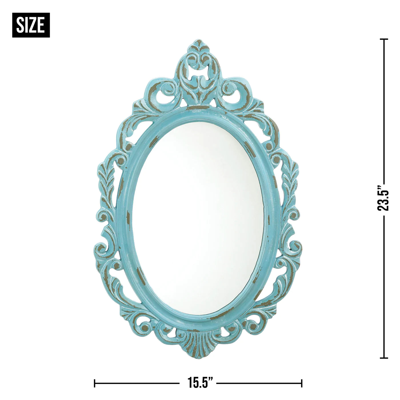 Distressed Baby Blue Wall Mirror