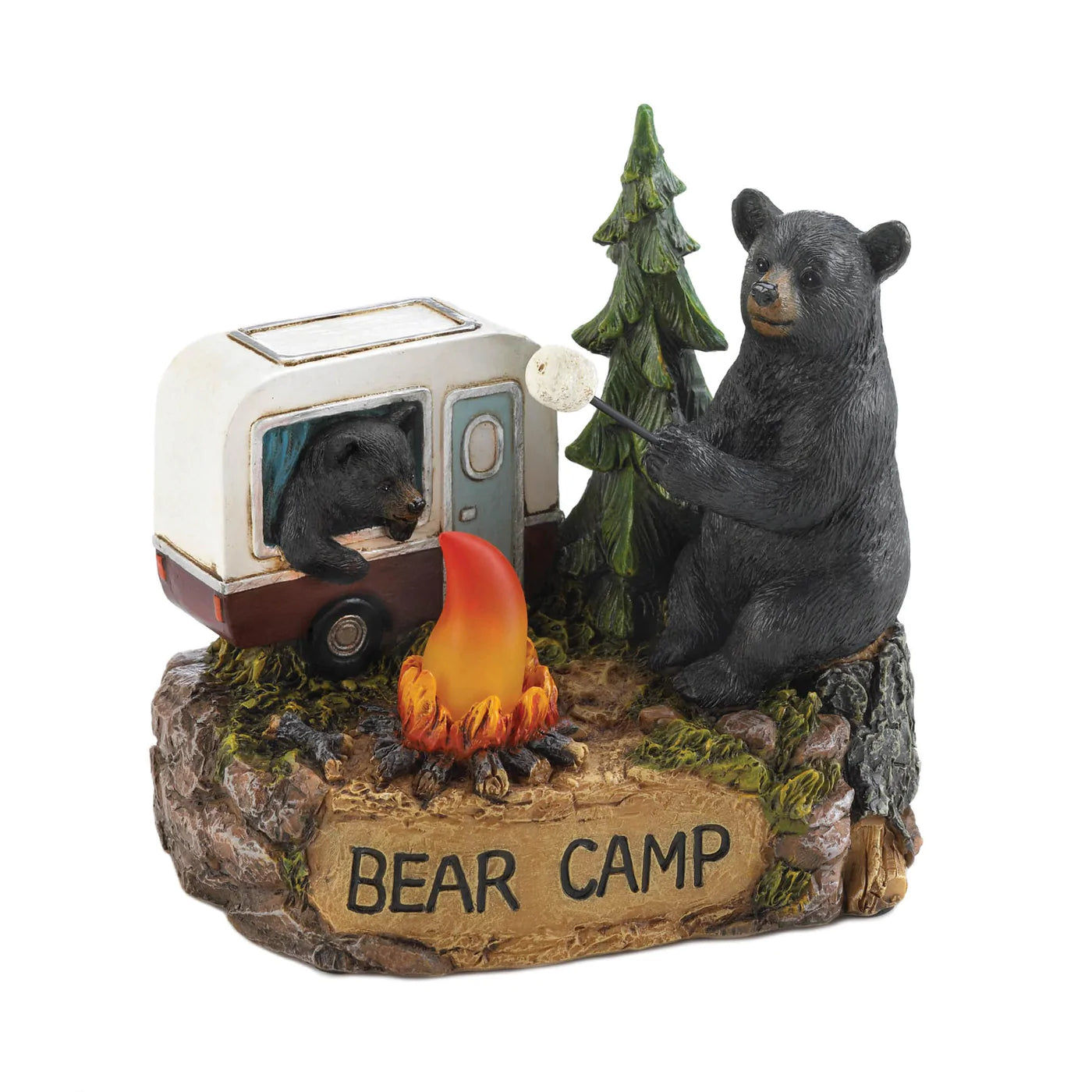 Camping Bear Family Light Up Figurine