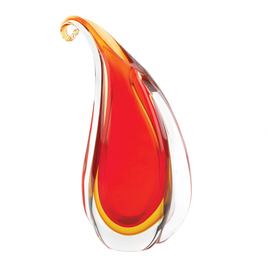 Red Curl Art Glass Vase