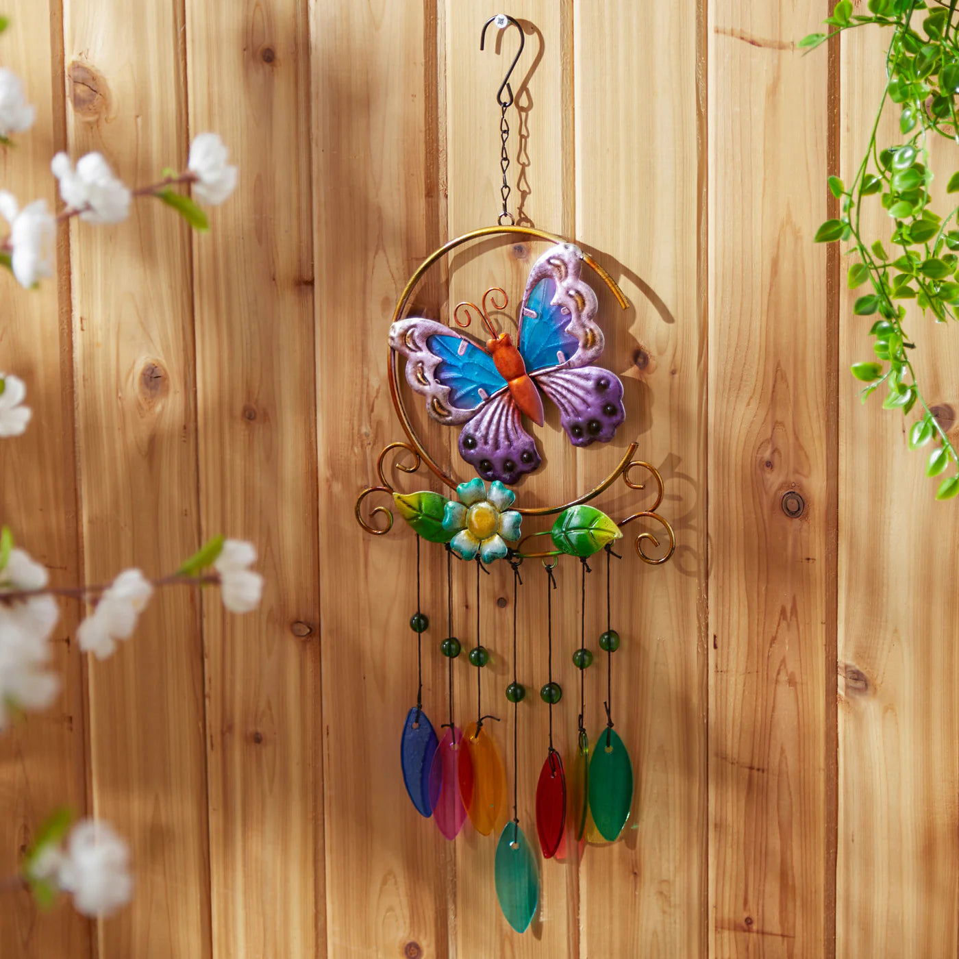 Glass Leaves Wind Chime - Butterfly