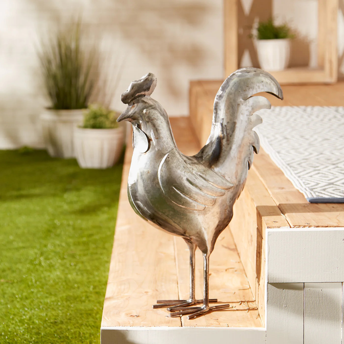Galvanized Rooster Sculpture
